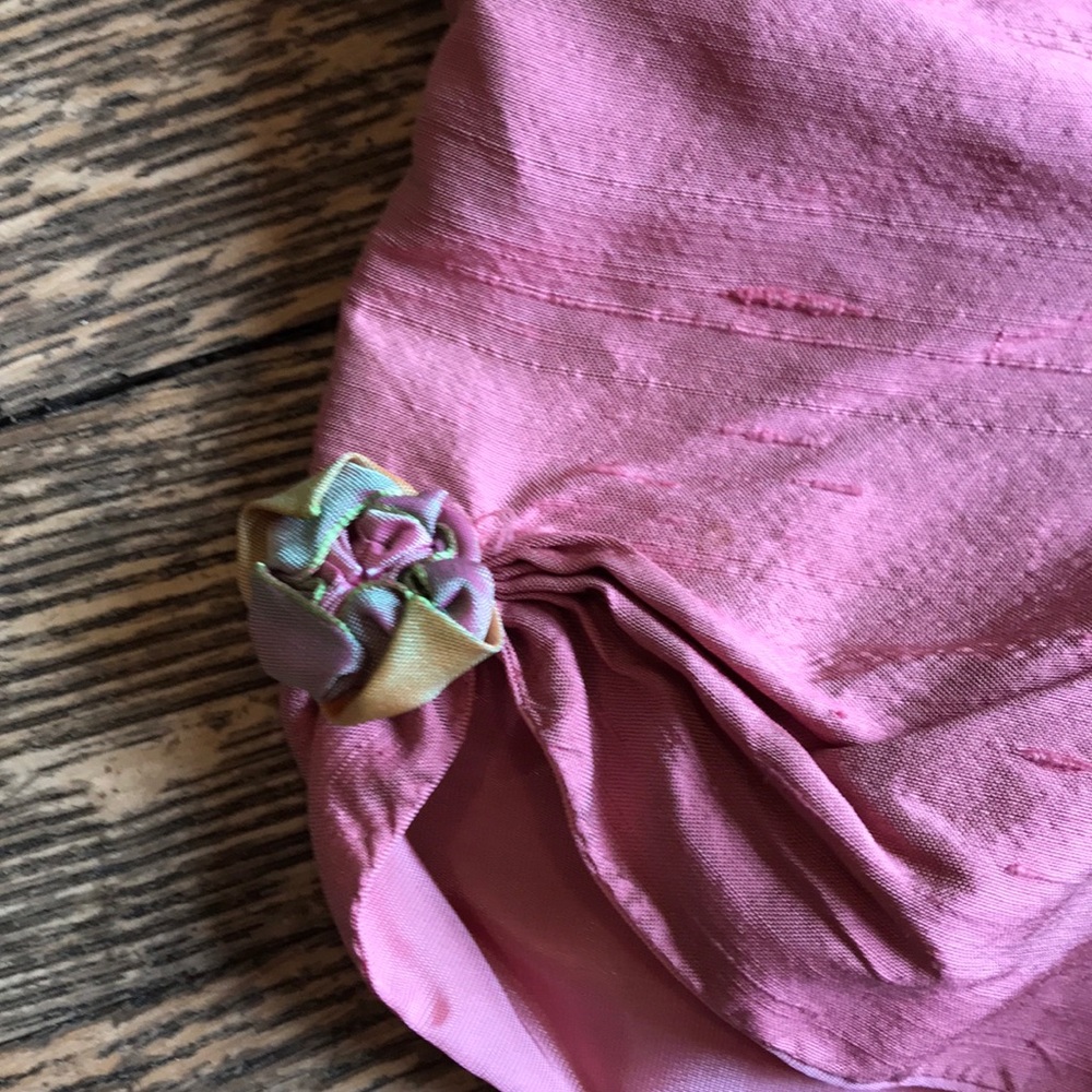 PROM vintage pink silk dress with flowers - Picture 2 of 3